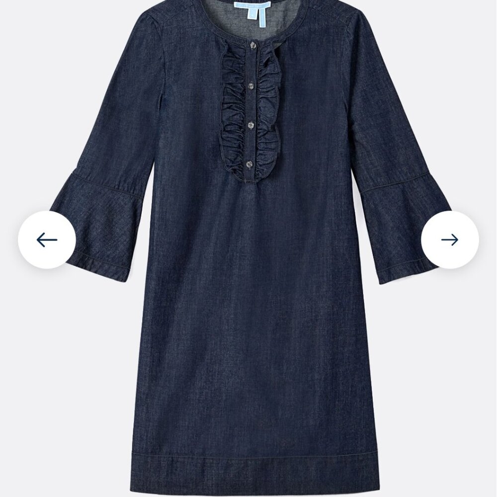 NWT Draper James Chambray Ruffle Shift Dress Size 2 - Picture 4 of 4